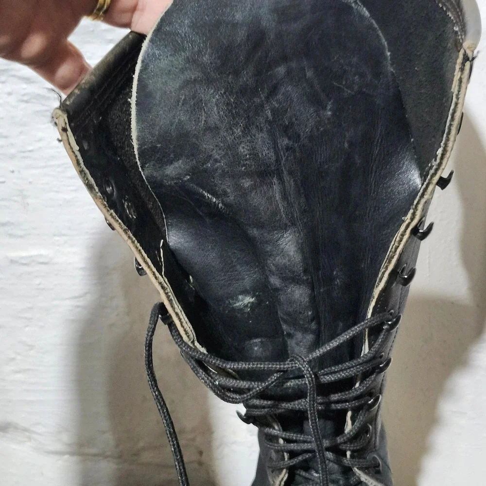 Vintage Carolina Linesman Pole Climber Work Boot Black Leather 16 Inch Men Sz 12